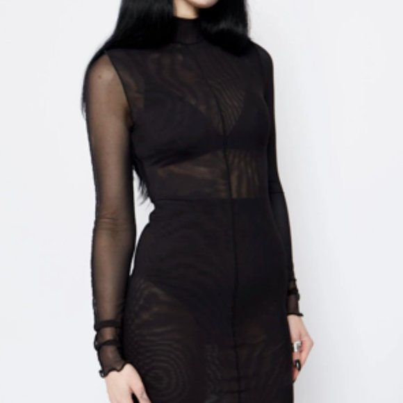 NWOT MARY WYATT GEMINI HIGH NECK MESH DRESS - Picture 3 of 5